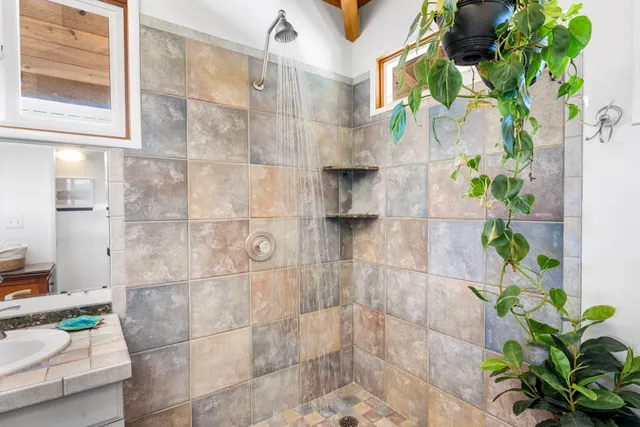 a bathroom with a shower
