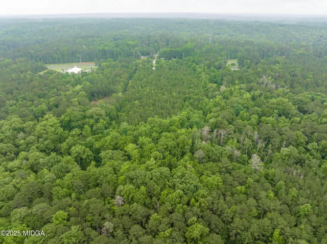 a view of a field with an ocean view