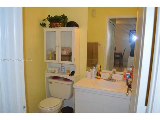 a bathroom with a sink mirror toilet and vanity