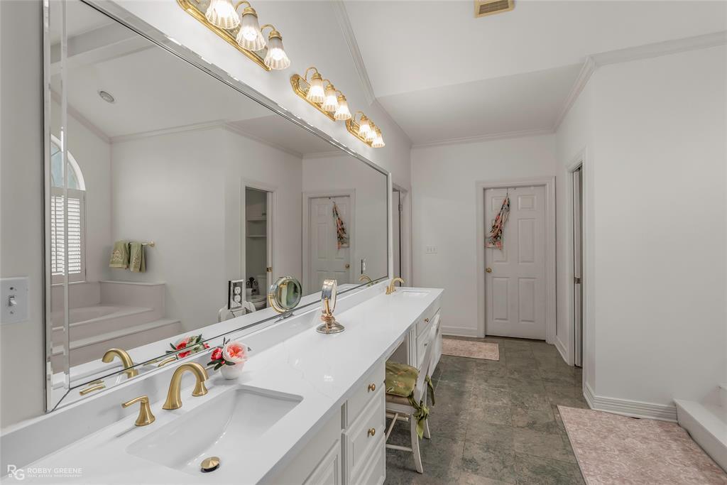 400 Crouch Road Benton, LA 71006 - Photo 24 of 40 Carpeted bedroom with a ceiling fan, recessed lighting, ornamental molding, and a raised ceiling