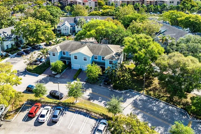 a view of a swimming pool and an outdoor space