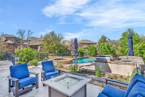 a view of a chairs in patio