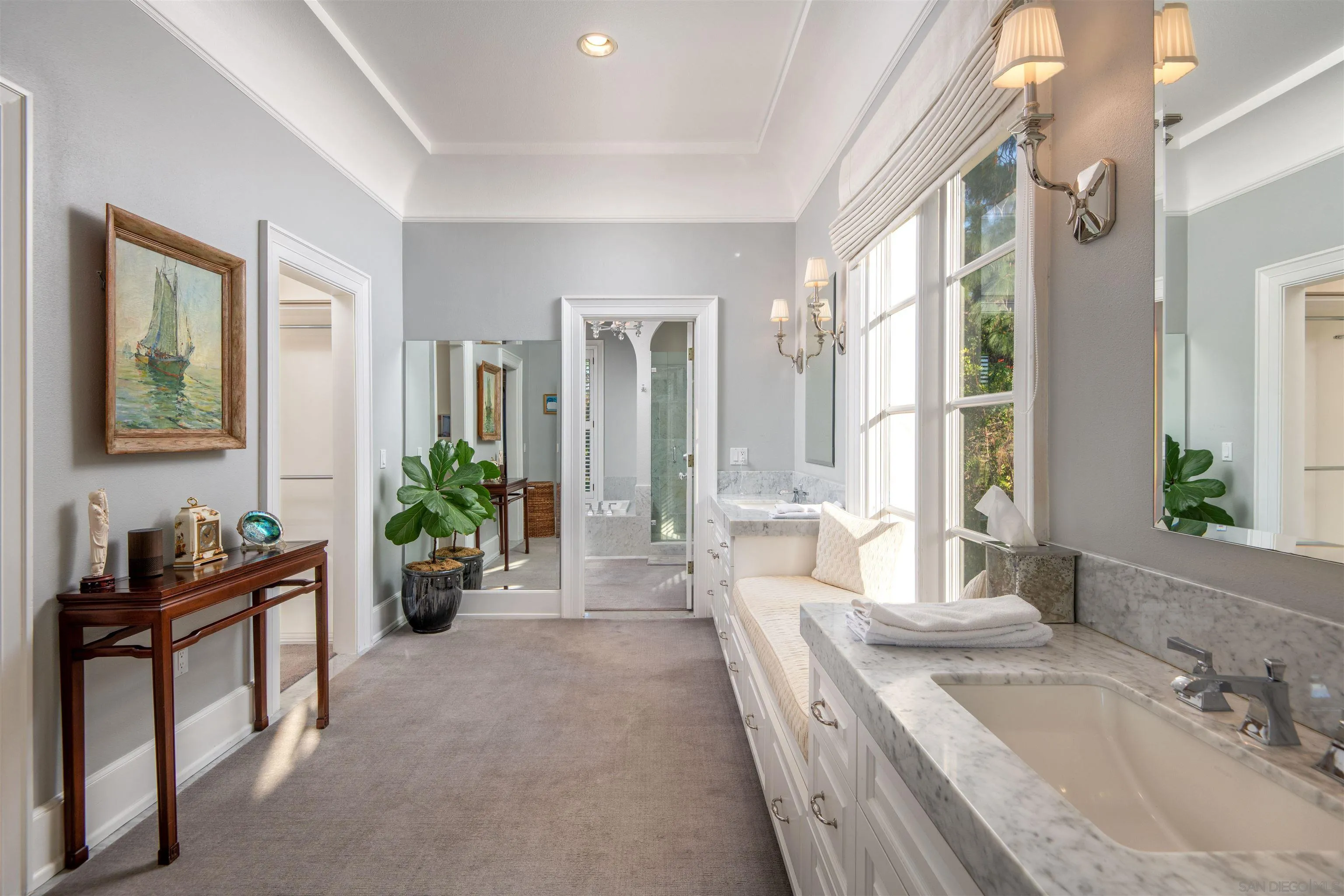 3023 Paseo Cielo Rancho Santa Fe, CA 92067 - Photo 23 of 33 a spacious bathroom with a granite countertop sink and a bathtub