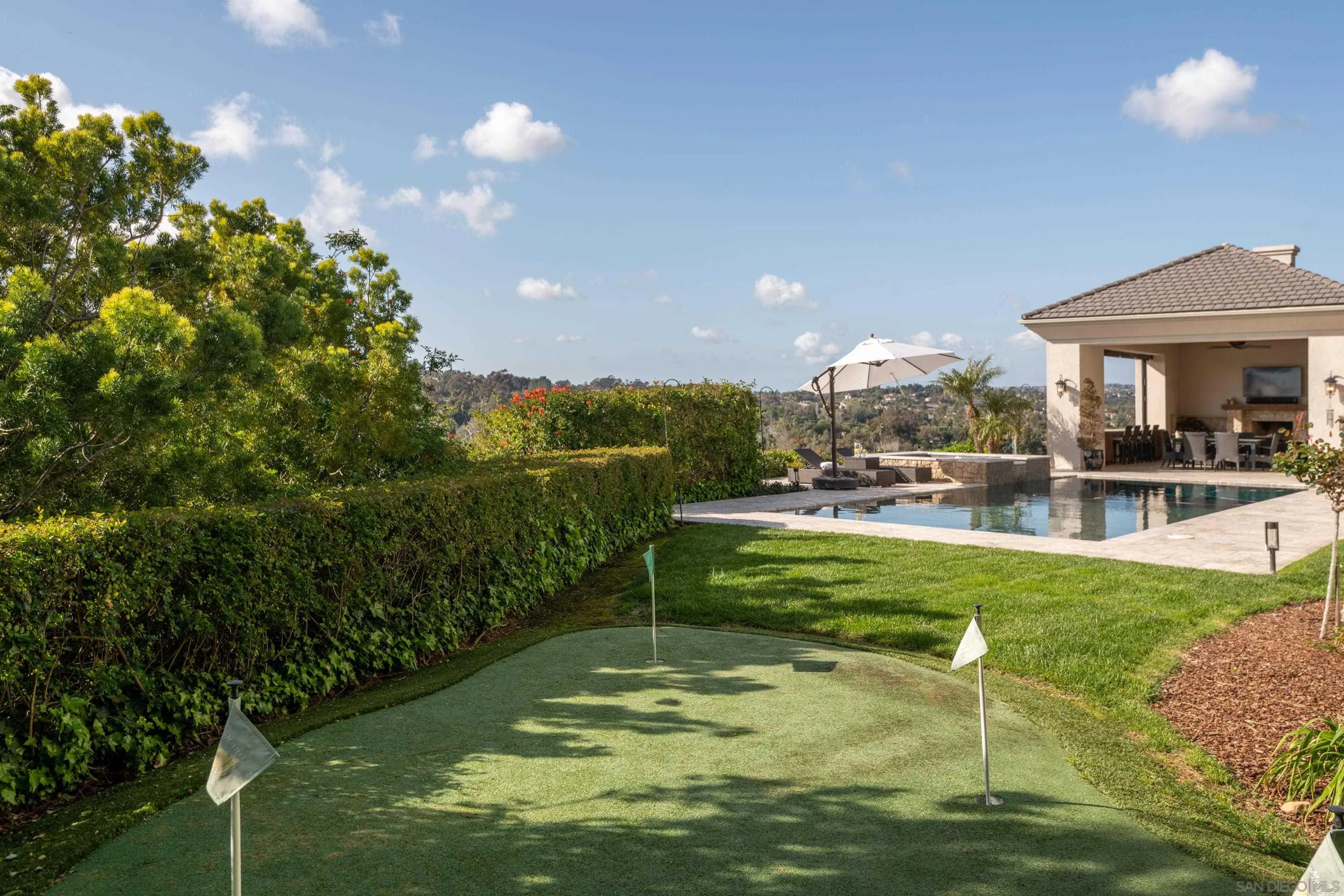 3023 Paseo Cielo Rancho Santa Fe, CA 92067 - Photo 31 of 33 a view of a swimming pool with a garden