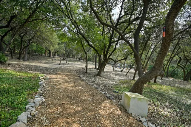 a view of outdoor space with deck and trees