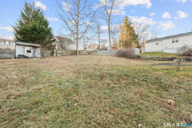 a view of a house with a yard and a tree