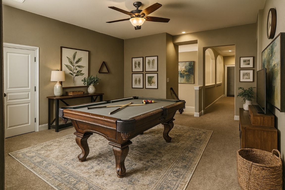 8709 Fescue Lane Austin, TX 78738 - Photo 18 of 36 a living room with furniture a flat screen tv and a table