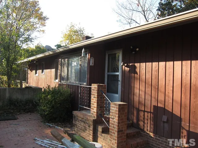 a porch with seating space