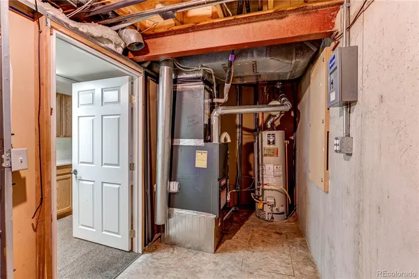 an entryway with wooden floor