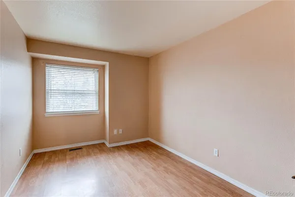 a view of a big room with wooden floor and closet