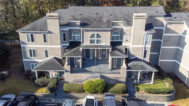 an aerial view of a house