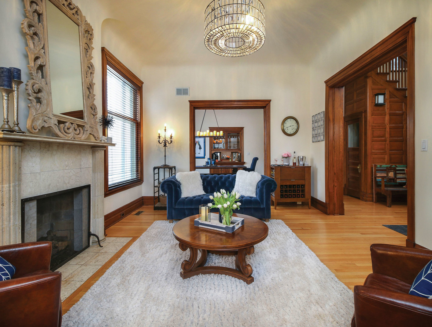 76 Logan Loop Highland Park, IL 60035 - Photo 5 of 17 a living room with furniture potted plant and a fireplace