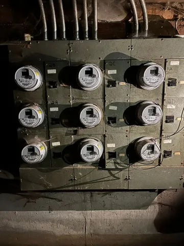 a close view of stove and cabinets