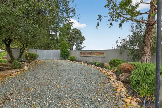 a front view of a house with yard and green space