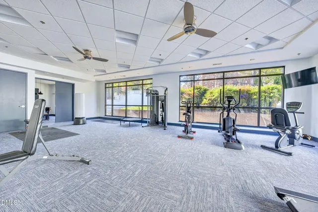 a view of a room with gym equipment