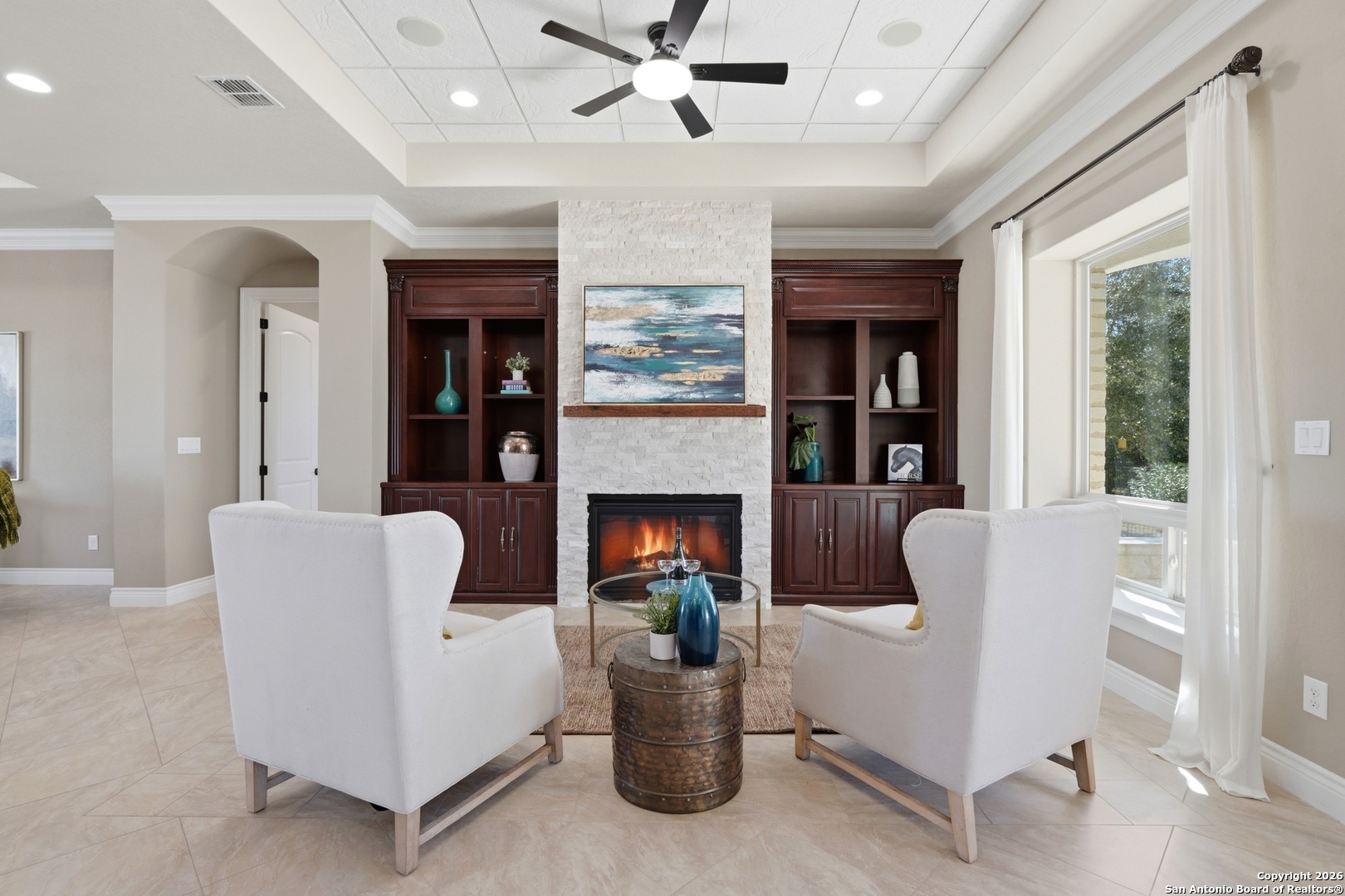 1030 Mystic Parkway Spring Branch, TX 78070 - Photo 16 of 63 a living room with furniture and a fireplace