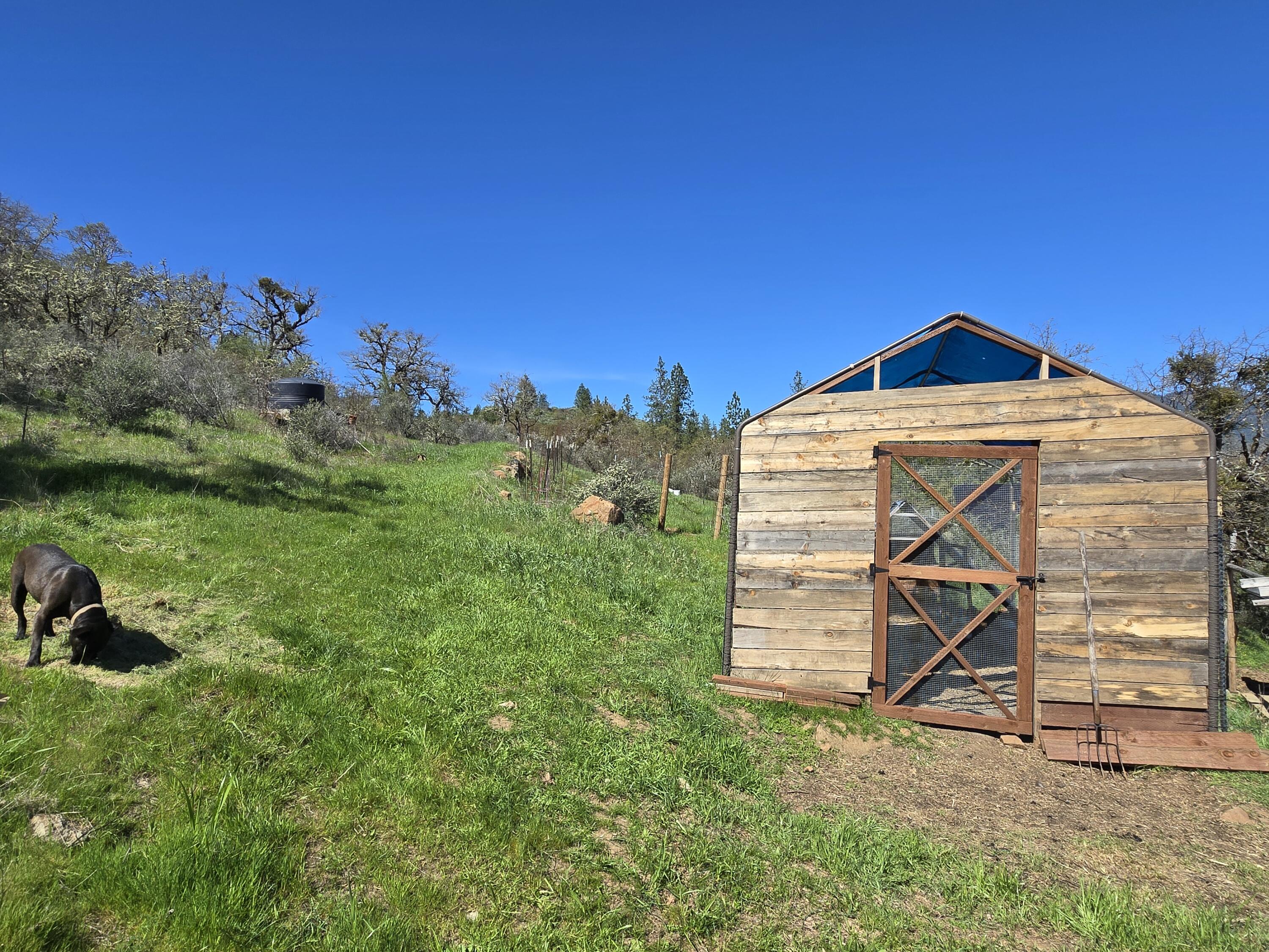 12726 Water Gap Road Williams, OR 97544 - Photo 34 of 47 a view of a wooden door and a yard in the back