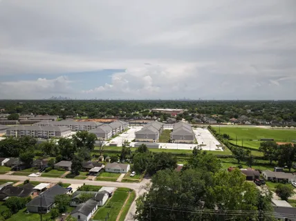 an aerial view of multiple house