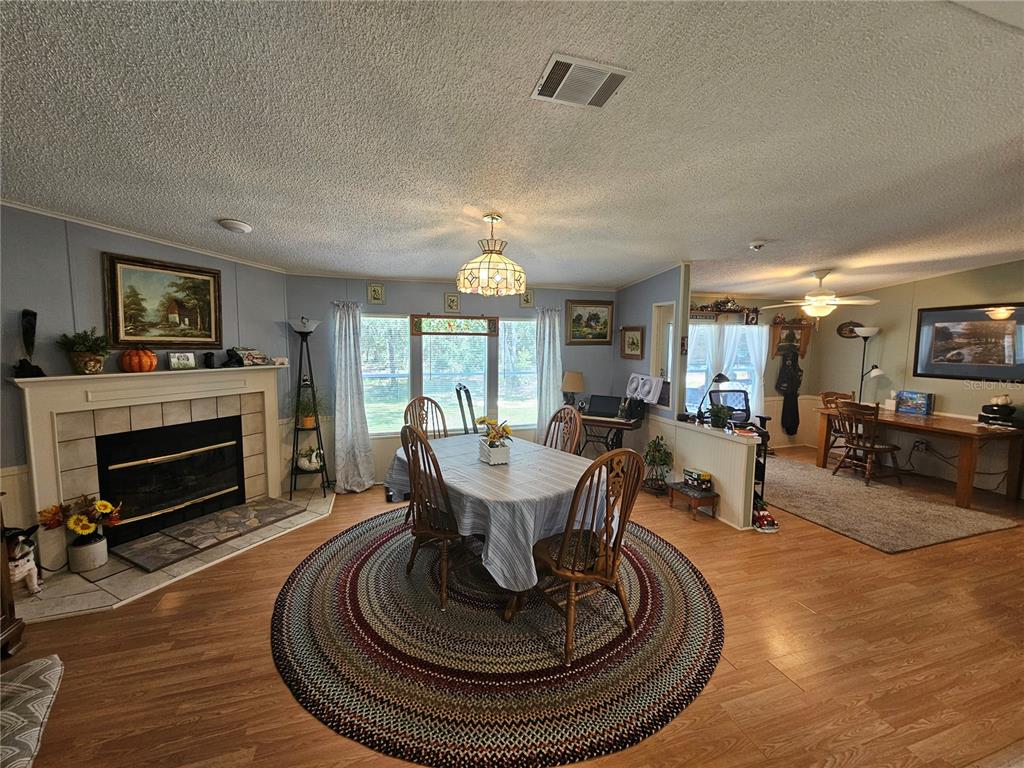 7050 Southeast Co Road 337 Morriston, FL 32668 - Photo 37 of 67 a living room with furniture a fireplace and a flat screen tv