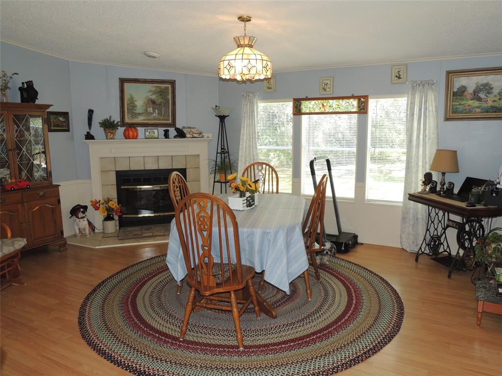 7050 Southeast Co Road 337 Morriston, FL 32668 - Photo 38 of 67 a view of a livingroom with furniture a fireplace and wooden floor