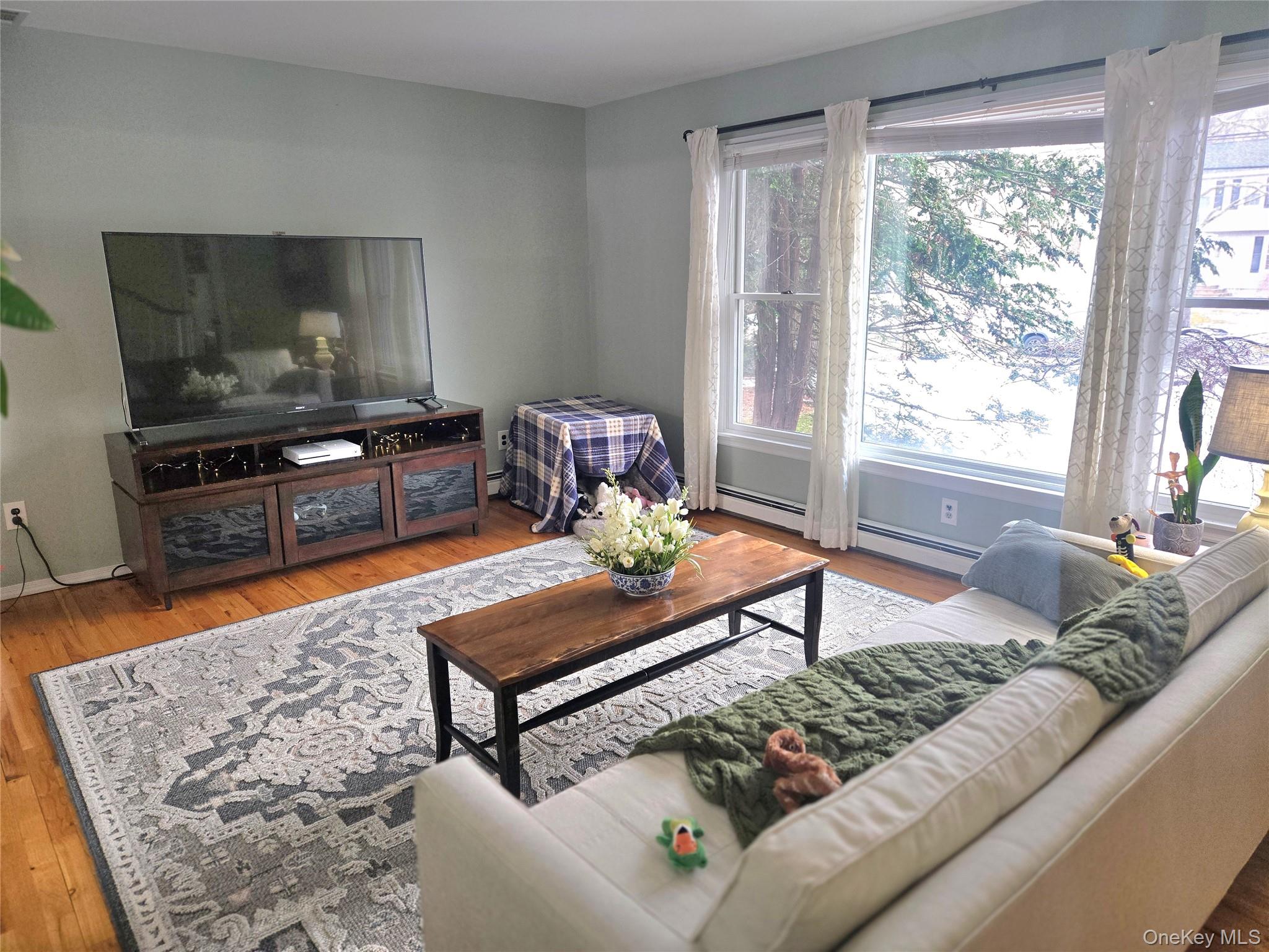 22 Rustic Road Yaphank, NY 11980 - Photo 10 of 35 Living room featuring light wood-style flooring and a baseboard radiator