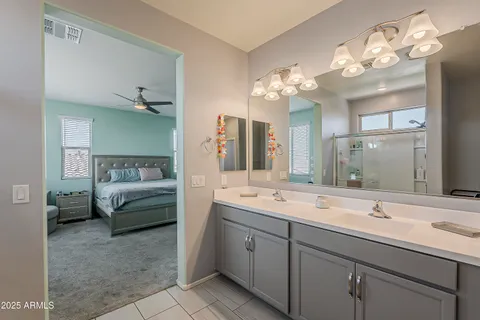 a bedroom with a bed and a closet