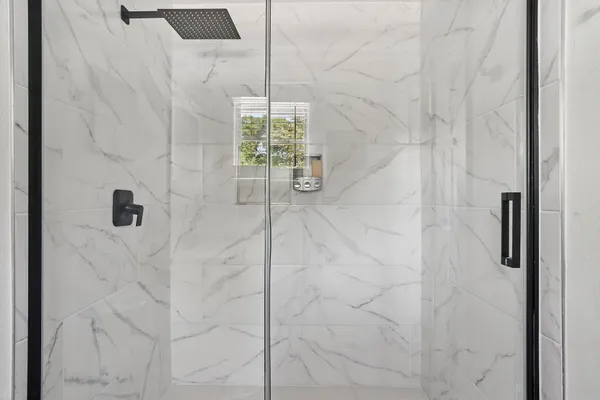 a bathroom with a shower