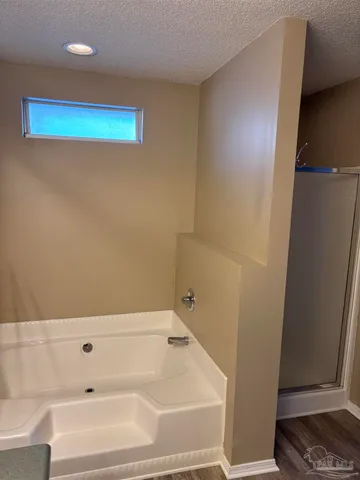 a bathroom with a bathtub