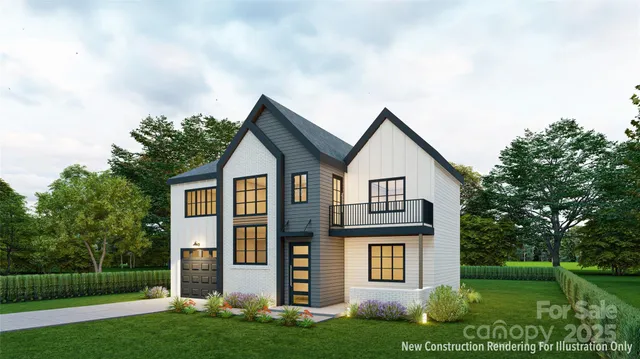 a front view of a house with a yard and trees