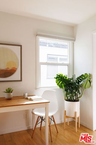 a view of a workspace with a potted plant