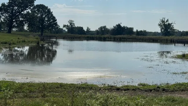 a view of a lake with outdoor space