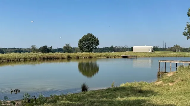 a view of a lake with houses