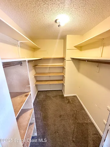 a view of walk in closet with empty racks