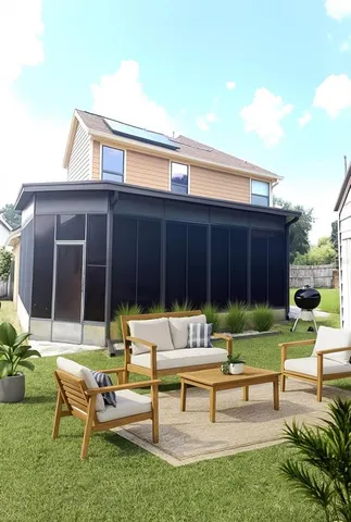 a house view with a garden space