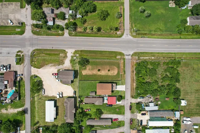 an aerial view of a sign board
