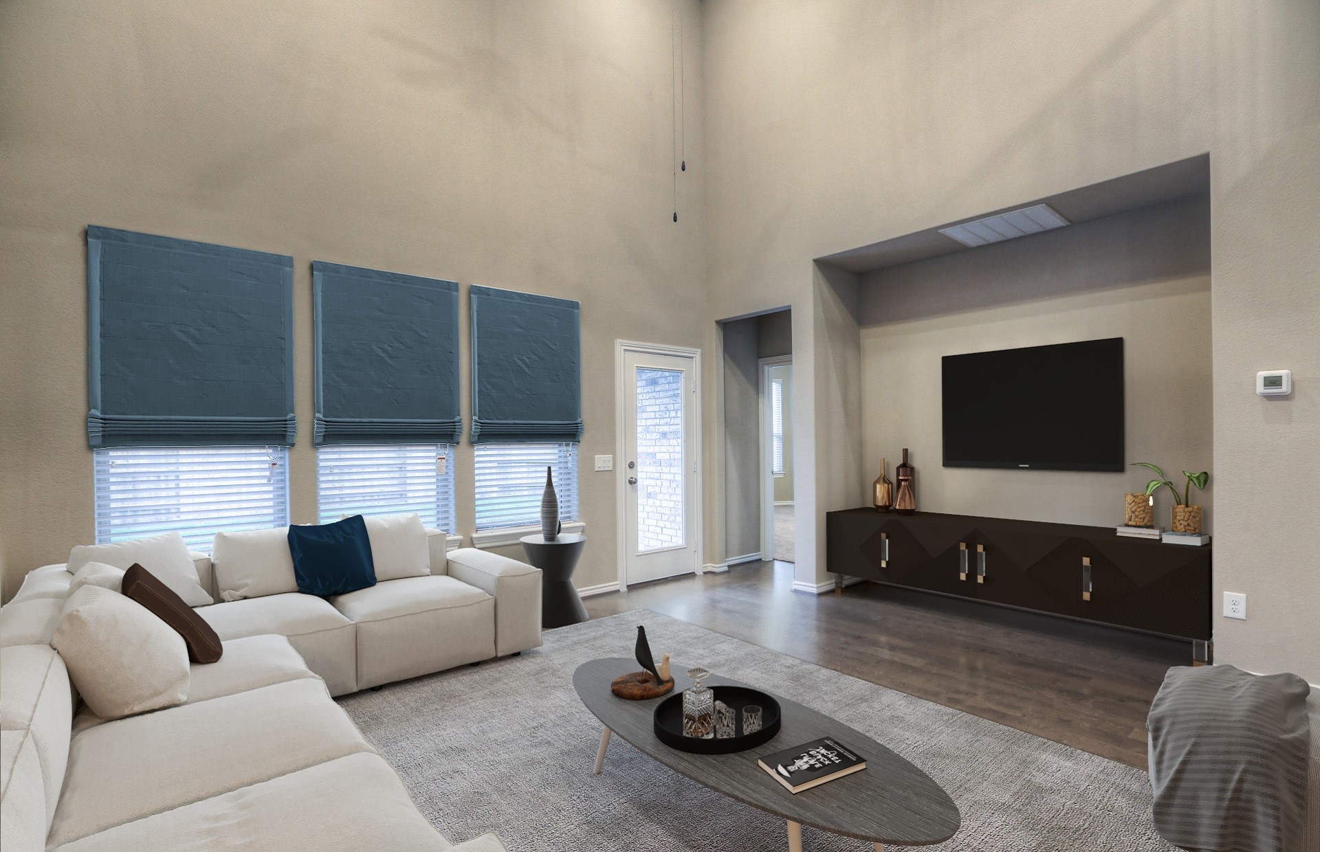 15166 Wild Gully Way Conroe, TX 77302 - Photo 7 of 21 a living room with furniture and a flat screen tv