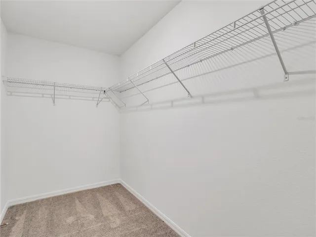 a view of a room with racks on the wall