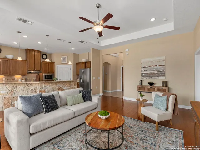 a living room with furniture