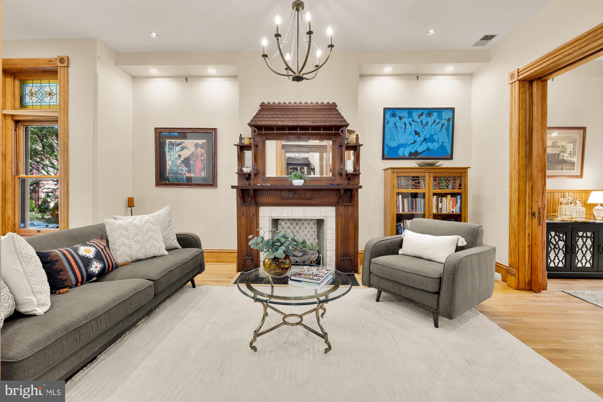 1214 T Street Northwest Washington, DC 20009 - Photo 12 of 88 a living room with furniture and a fireplace