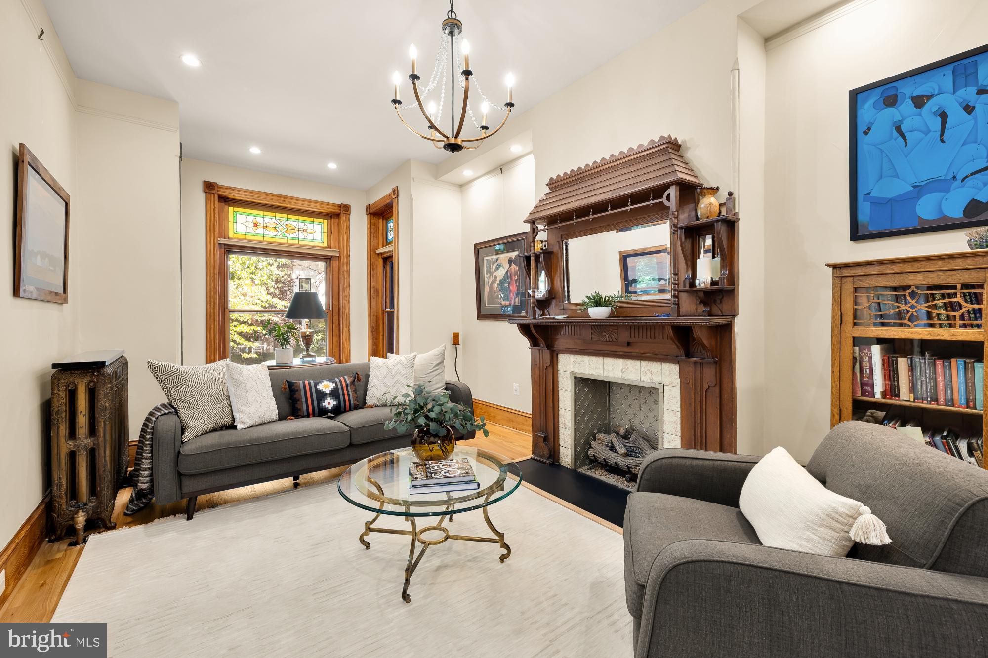 1214 T Street Northwest Washington, DC 20009 - Photo 16 of 88 a living room with furniture and a fireplace