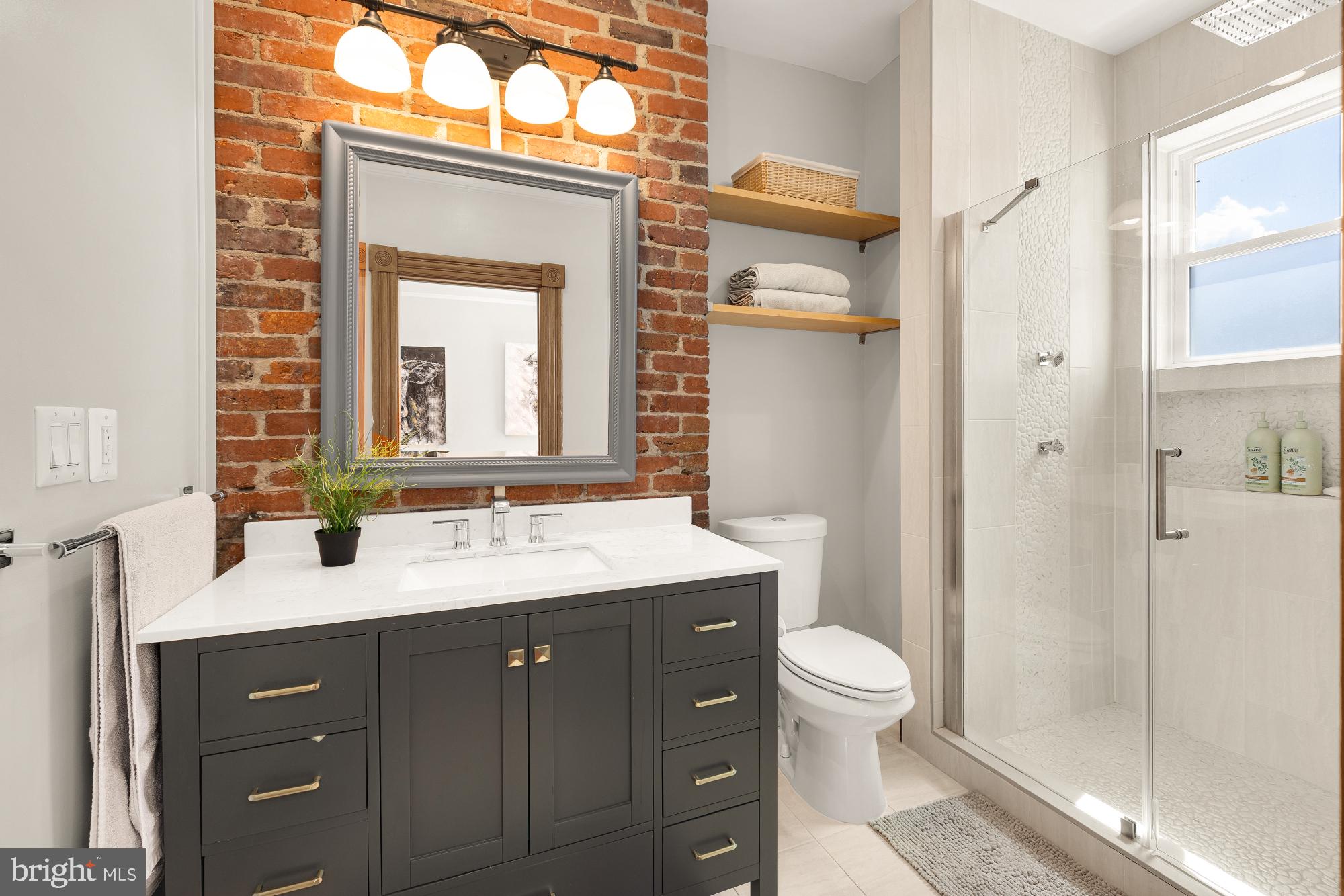 1214 T Street Northwest Washington, DC 20009 - Photo 50 of 88 a bathroom with a sink a toilet and a mirror