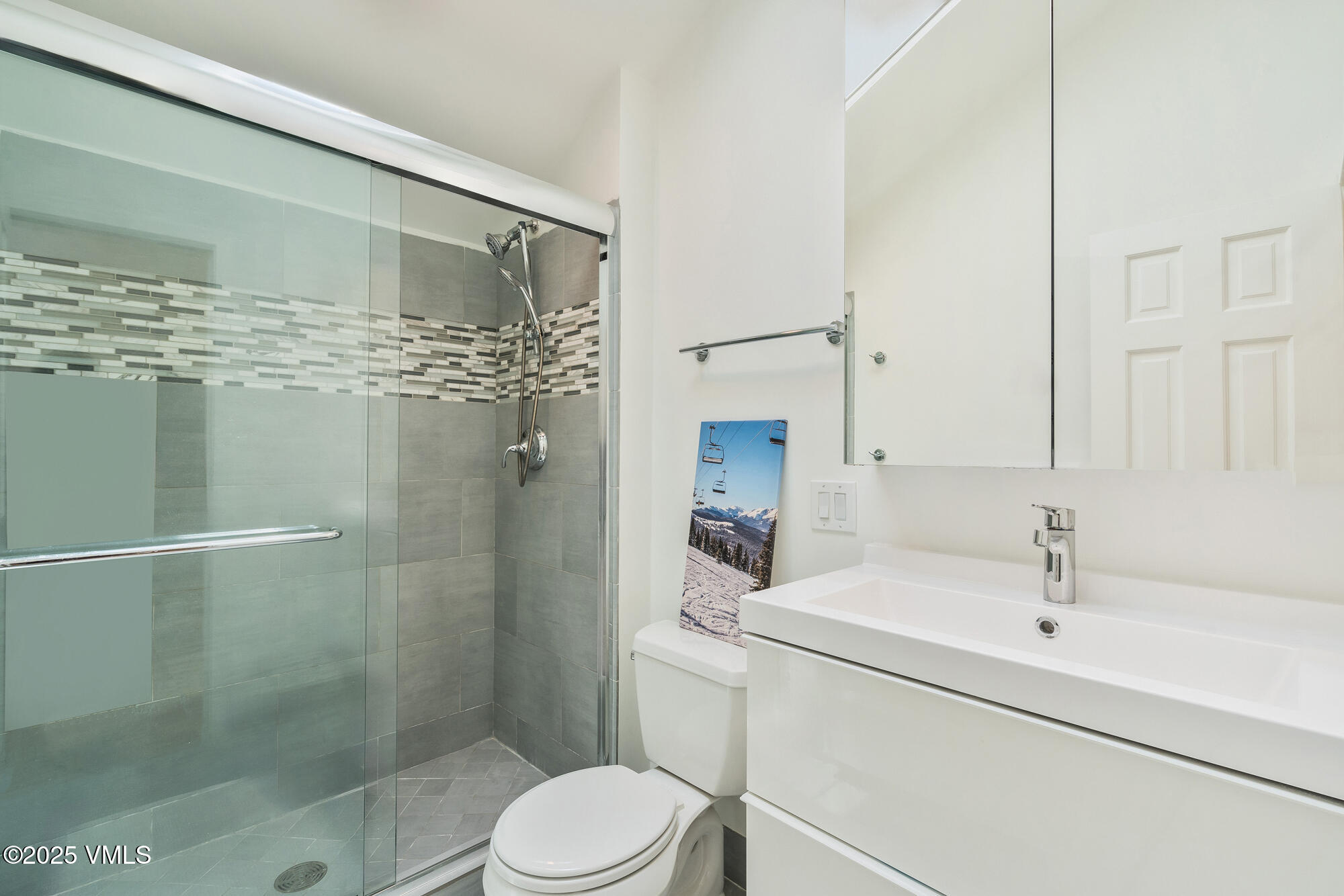 4545 Big Horn Road Vail, CO 81657 - Photo 31 of 49 a bathroom with a sink a toilet and shower