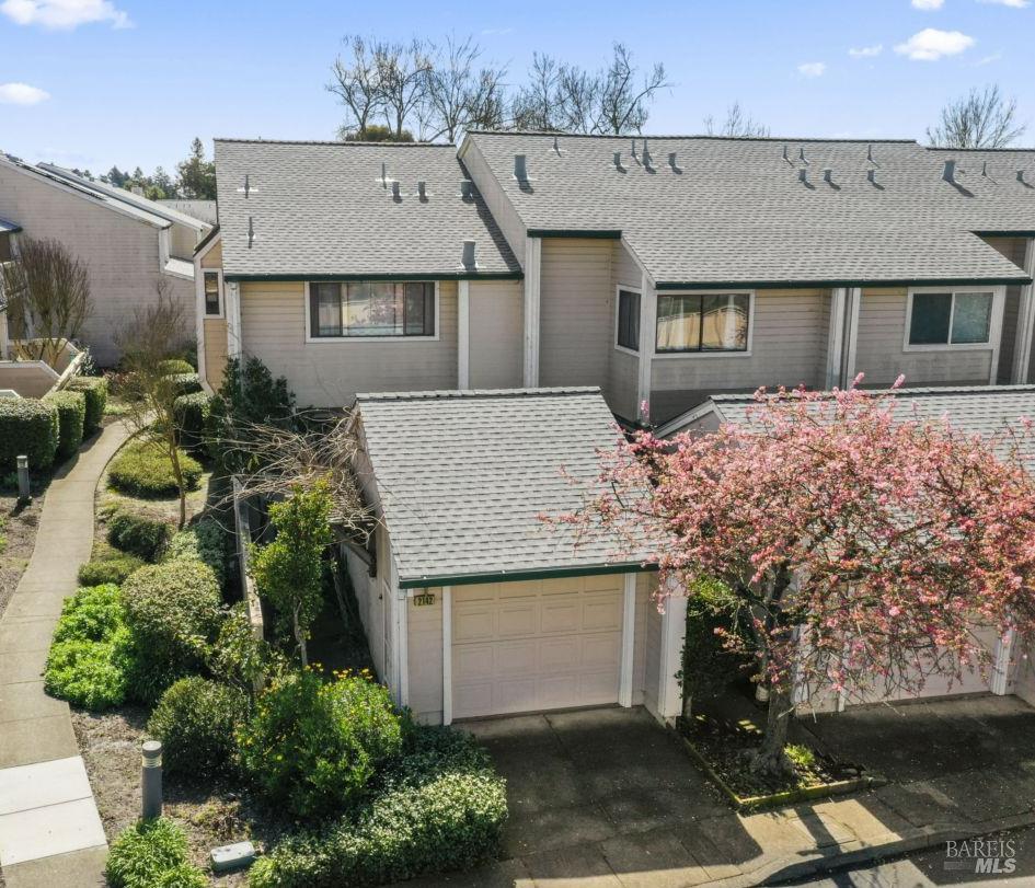 an aerial view of a house
