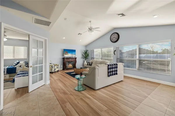 a living room with furniture