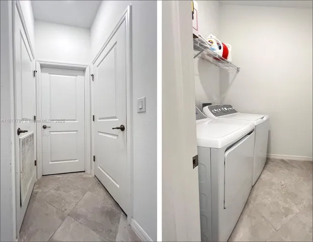 a utility room with dryer and washer