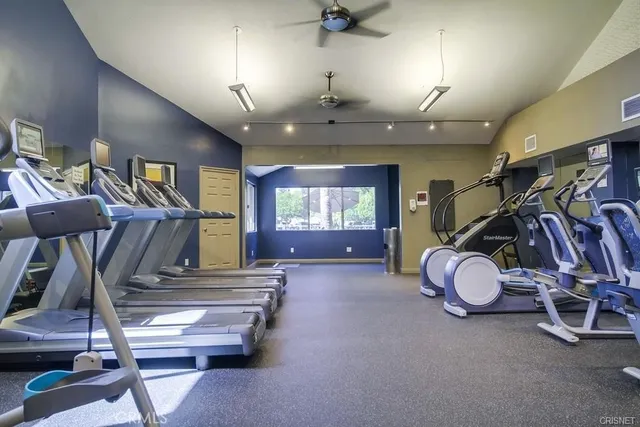 a view of a room with gym equipment