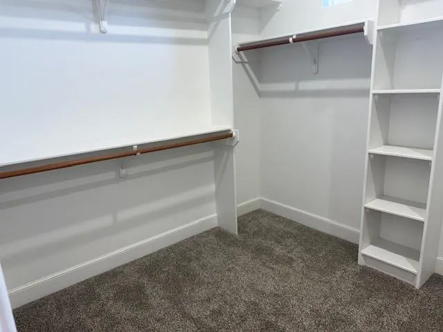 a view of an empty walk in closet
