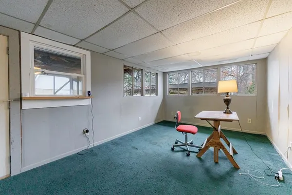 a workspace with furniture