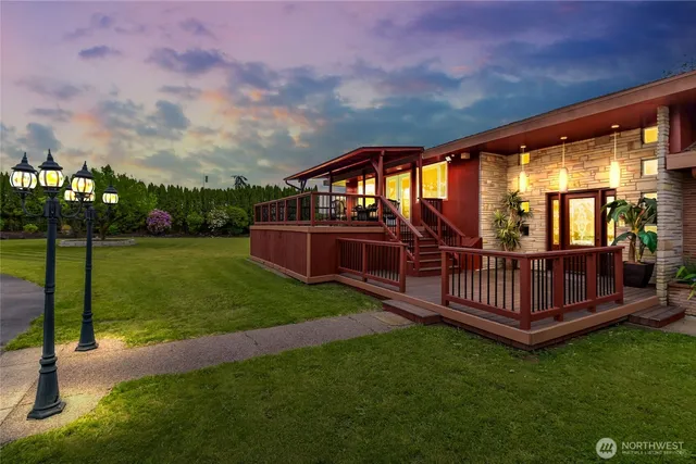 a view of a porch with garden