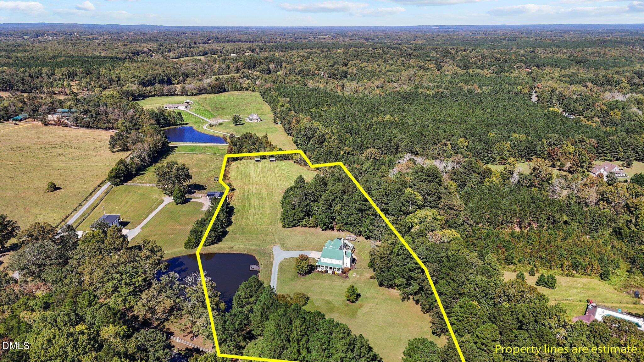 220 Epps Clark Road Siler City, NC 27344 - Photo 10 of 55 an aerial view of a house with a yard and lake view